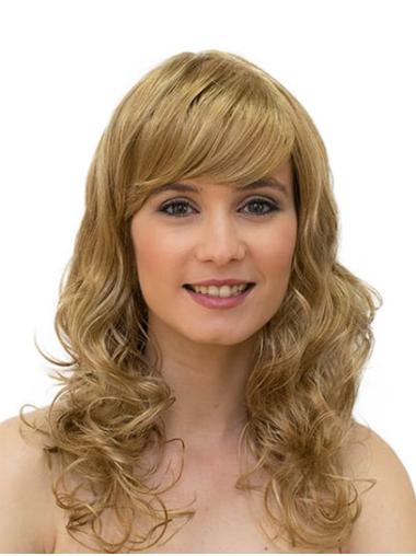 Long Curly Hair Wigs Curly Blonde Monofilament Synthetic 16" Ladies Long Wigs