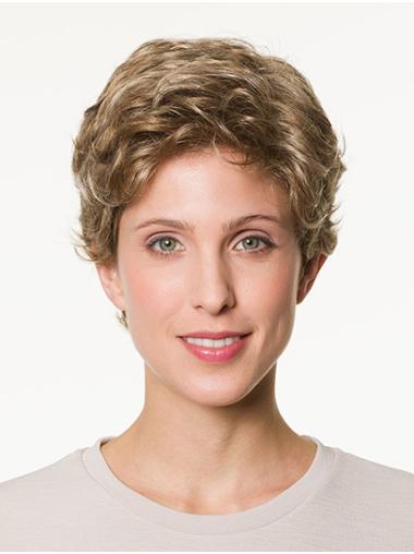Synthetic Wigs Without Bangs 6" Wavy Synthetic Capless Blonde Flexibility Short Wigs