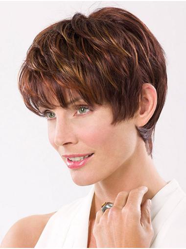 Straight Short Synthetic Wigs 6" Straight Synthetic Monofilament Ombre/2 Tone Modern Short Wigs