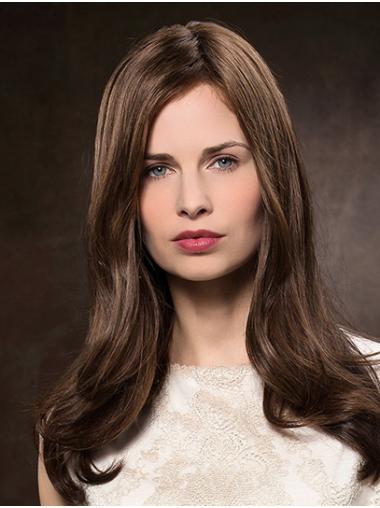 Human Hair Lace Wigs Long 100% Hand-Tied Brown Wavy Without Bangs Best Human Hair Wigs