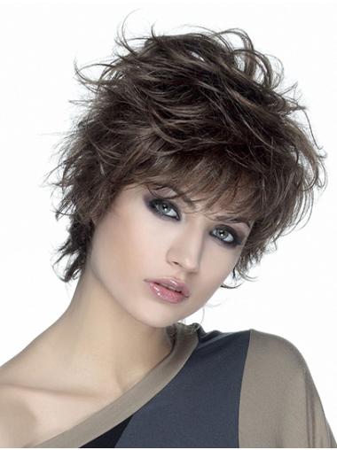 Short Wavy Wigs For Women 8" Monofilament Synthetic Short Brown Classic Womens Wigs