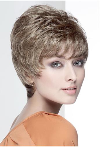 Short Wavy Hair Wigs 8" Wavy Synthetic Capless Brown Short Wig