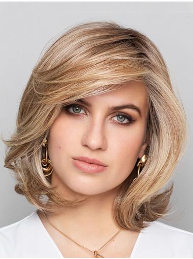 Synthetic Bob Wigs 12" Blonde Bobs Straight Lightweight Hand Tied Wigs