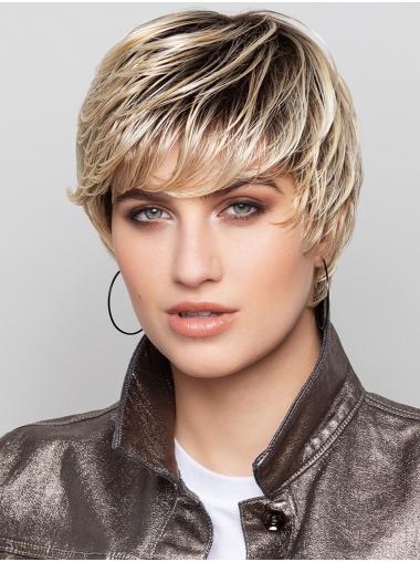 Short Straight Hair Wigs Straight Ombre/2 Tone Synthetic Boycuts Fabulous Monofilament Wigs