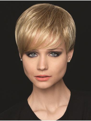 Cropped Synthetic Wigs 4" Boycuts Platinum Blonde Straight Capless Exquisite Short Wigs