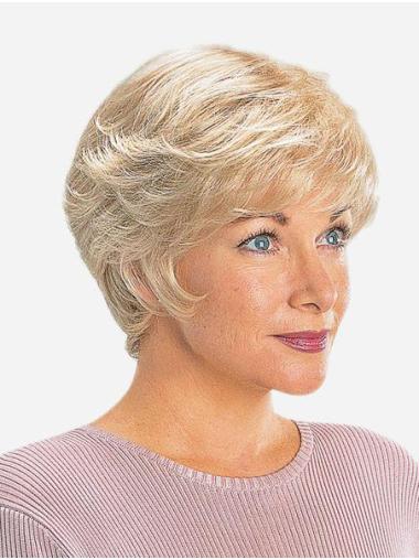 Short Straight Wigs Synthetic 8" Blonde Boycuts Straight Short Best Quality Lace Wigs