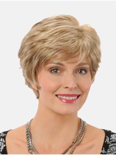 Straight Short Boycuts Wigs Synthetic 8" Blonde Boycuts Straight Short High Quality Lace Wig