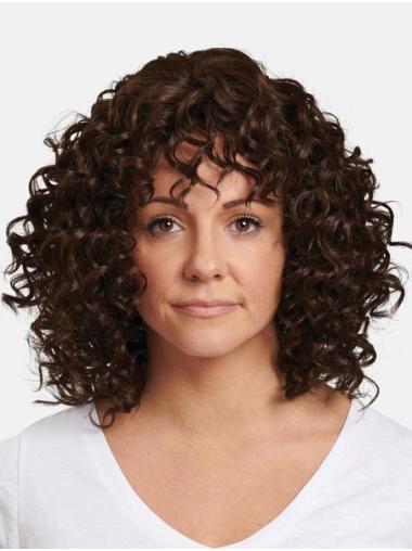 Synthetic Curly Wig Capless Brown Synthetic Curly Without Bangs 14" High Quality Medium Wigs
