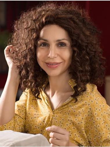 Curly Hair Synthetic Wigs Curly Brown Synthetic Without Bangs Medium Wigs Women