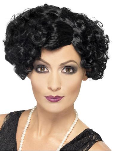 Curly Bob Wigs Short Capless Synthetic Black Bob Wigs On Sale