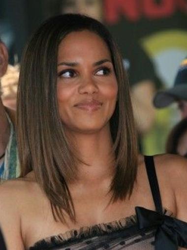 Medium Length Wigs Wavy Human Hair Wigs Lace Front Celebrity Wigs Halle Berry