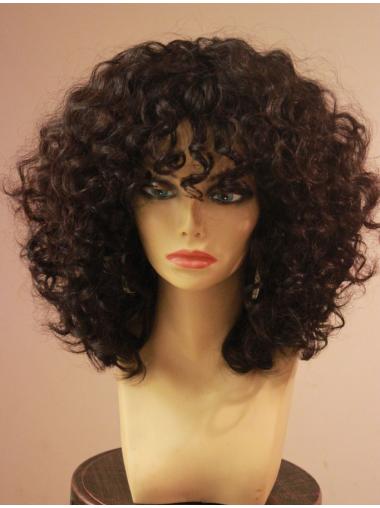 Medium Length Kinky Wigs Soft Synthetic 12 Inches Shoulder Length Synthetic Wigs
