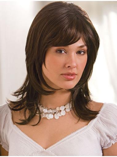 Shoulder Length Layered Wigs Shoulder Length Monofilament 16 Inches Top Synthetic Wigs