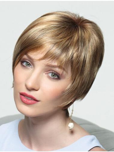 Short Layered Wigs Blonde Synthetic 8 Inches Trendy Short Monofilament Wigs