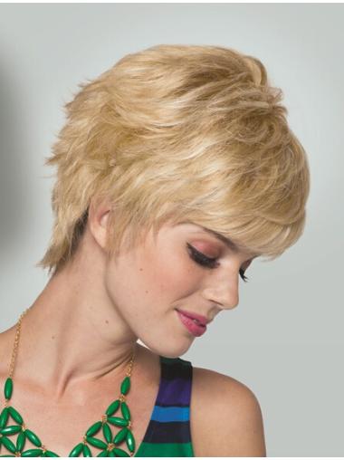 Short Straight Wigs Boycuts Straight Synthetic Affordable Monofilament Wigs