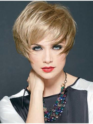 Layered Layered Wig Capless Layered Straight Cropped Synthetic Light Weight Blonde Wig
