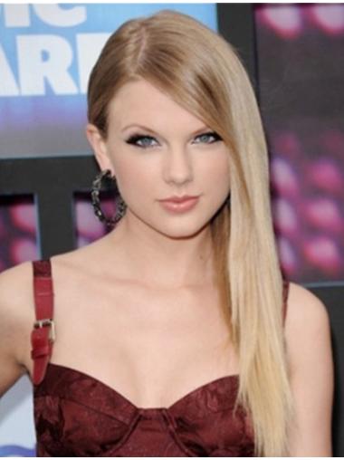 Long Human Hair Wigs With Bangs Blonde Straight Lace Front Trendy Taylor Swift Long Wig With Bangs Human Hair
