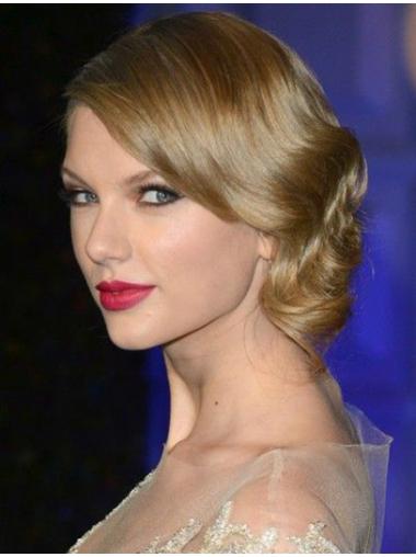 Human Hair Shoulder Length Wigs 100% Hand-Tied No-Fuss Taylor Swift Human Hair Wavy Medium Length Wigs