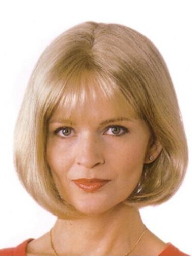 Salt And Pepper Bob Wig Blonde Chin Length Synthetic Monofilament Wigs On Web