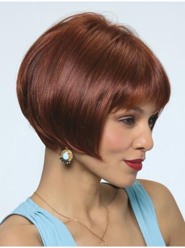 Soft Bob Wigs 10 Inches Capless Red Chin Length Synthetic Straight Bob Style Wigs