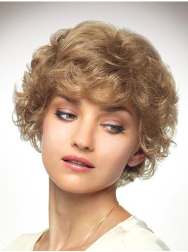 Curly Synthetic Wigs Layered New Chin Length Synthetic Blonde Medium Wig