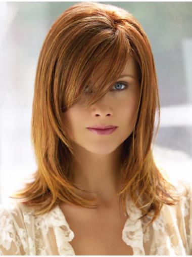 Straight Hair Wigs With Bangs Amazing Shoulder Length Synthetic Auburn Medium Length Synthetic Wig