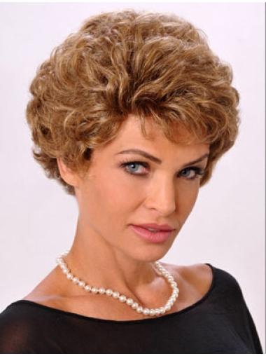 Short Wavy Wigs For Women Blonde Synthetic Natural Short Monofilament Wigs
