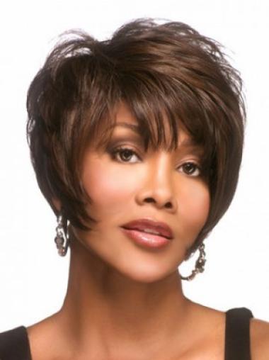 Straight Shor Hair Wigs Convenientlayered Straight Synthetic Capless Short Wigs For Black Women