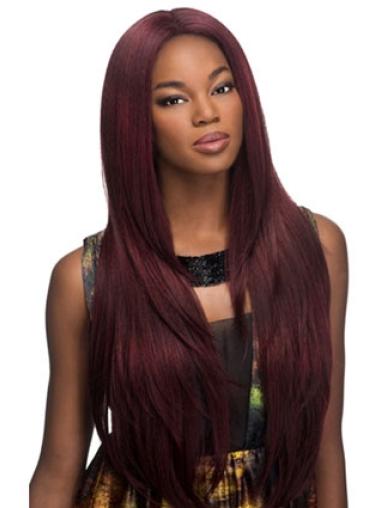 Long Yaki Synthetic Wigs Without Bangs Yaki Long Red Lace Front Synthetic Wig