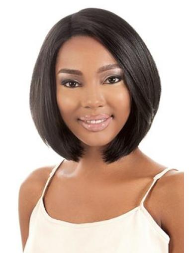 Wig Bobs 11 Inches Soft Capless Black Synthetic Chin Length Bob Wigs