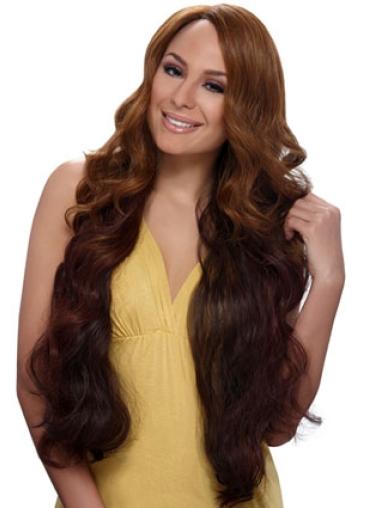 Long Wavy Synthetic Wigs Auburn Ideal Wavy Kanekalon Wigs Heat Resistant