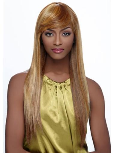 Long Straight Wig With Bangs Convenient Straight Synthetic Blonde Long Wig
