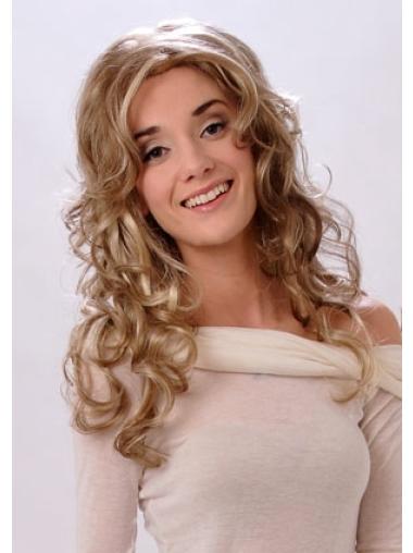 Long Blonde Wavy Wig Wavy Long Synthetic Convenient Monofilament Wig With Bangs