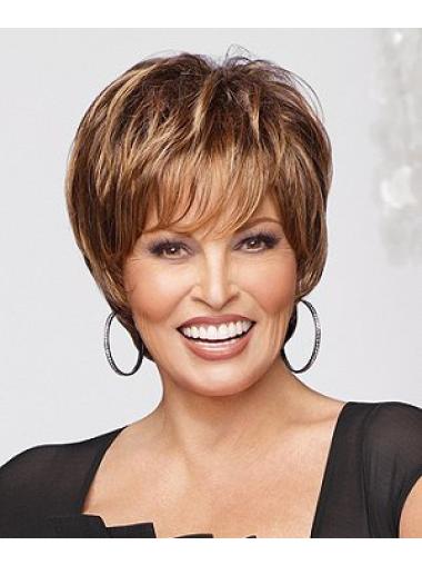 Short Layered Wigs Synthetic Layered Cropped Auburn Good Wigs For Elderly Women