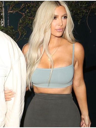 Long Remy Human Hair Wigs Lace Front Without Bangs 25 Inches Great Kim Kardashian Blond Human Hair