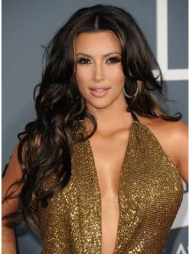 Long Wigs Human Hair Long Lace Front Layered 24" Stylish Kim Kardashian 100% Human Hair Curly Wigs