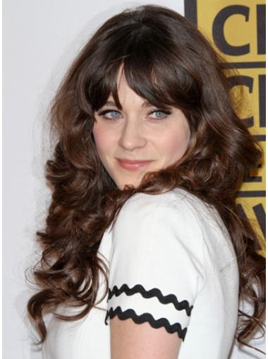 Long Grey Human Hair Wigs Remy Human Hair 23 Inches Fashionable Curly Zooey Deschanel Wigs