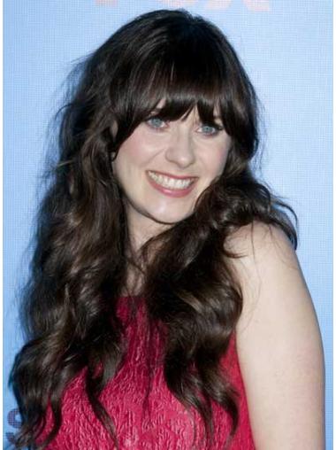 Extra Long Human Hair Wigs Remy Human Hair 25 Inches Convenient Curly Zooey Deschanel Wigs