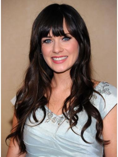 Human Hair Long Wigs Remy Human Hair 25 Inches Gorgeous Wavy Zooey Deschanel Wigs