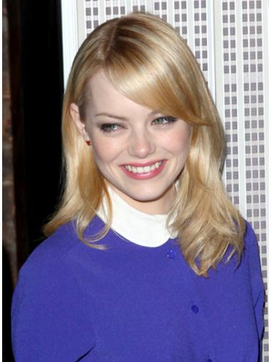 Shoulder Length Black Wigs Human Hair Lace Front With Bangs Shoulder Length Convenient Emma Stone Blonde Human Wig
