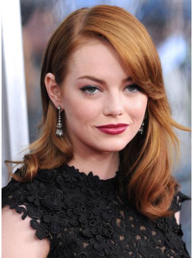 Human Hair Shoulder Length Wigs Capless Layered 16 Inches Emma Stone Wigs