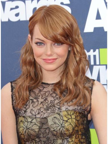 Medium Wavy Wigs With Bangs Capless With Bangs 18 Inches Emma Stone Wigs