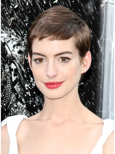 Cropped Wigs Milady Brown Straight Cropped Popular Anne Hathaway Wigs
