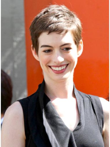 Straight Wig Fine Brown Straight Cropped Natural Anne Hathaway Wigs