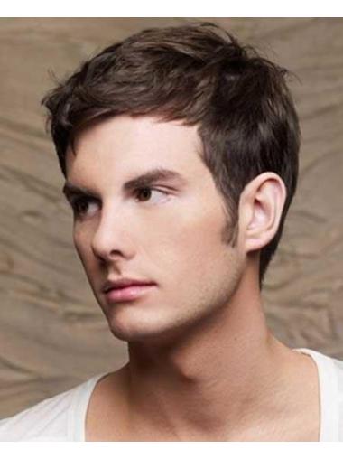 Luna Wigs Short Human Hair Good Remy Human Hair Cropped Brown 100% Hand-Tied Wigs On Sale For Men