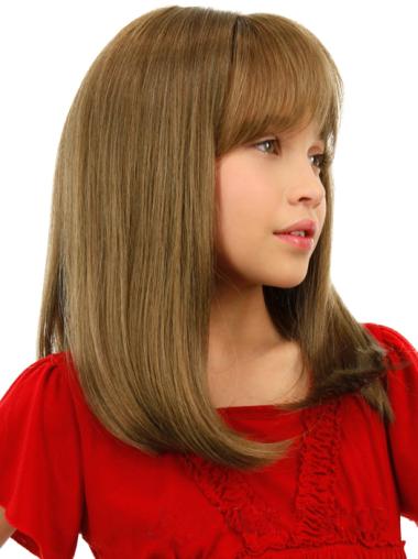 Shoulder Length Black Wigs Human Hair Affordable Blonde Straight Children Human Hair Wigs