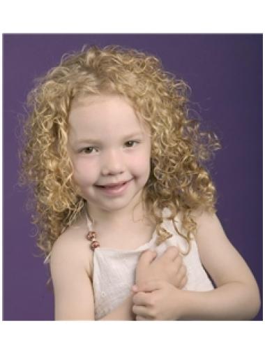 Curly Synthetic Wig Fabulous 100% Hand-Tied Blonde Curly Wig For Kid