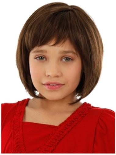 Short Straight Wigs Human Hair Wigs 100% Hand-Tied Auburn Chin Length Online Kids Wigs
