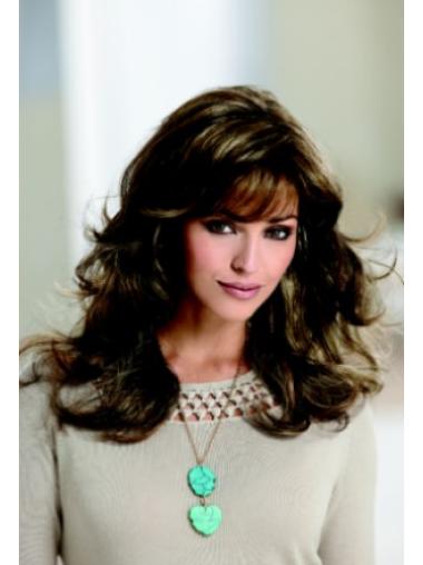 Long Wavy Wigs Synthetic Wavy Brown Long Hair Wigs With Bangs