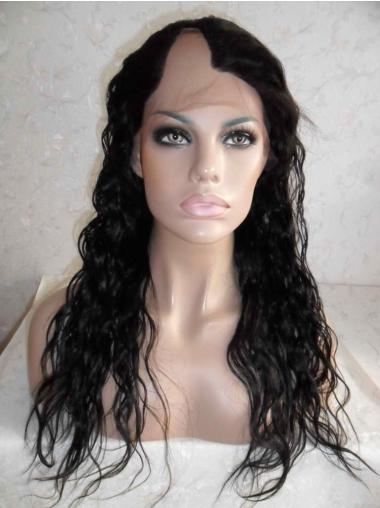 Long Curly Human Hair Wigs Black Wavy Long Sassy U Part Wig Human Hair
